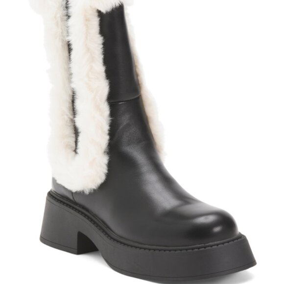 Azalea Wang Heartthrob Cozy Chelsea Boots Faux Fur Mid Calf Size 7 - Picture 2 of 3